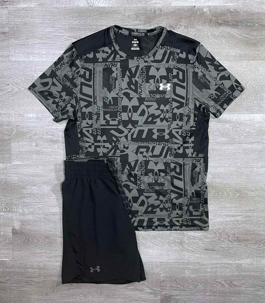 Under Armour Printed SS Black Set